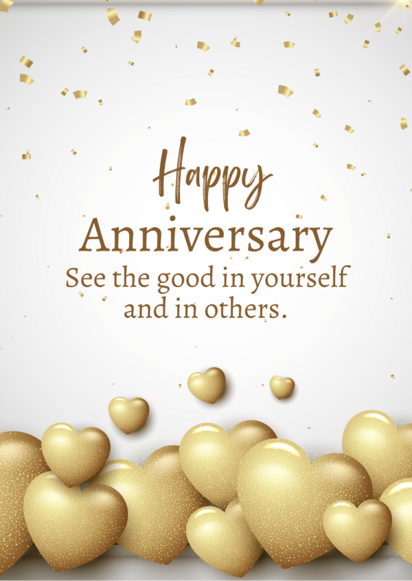 White Gold Modern Happy Anniversary Card