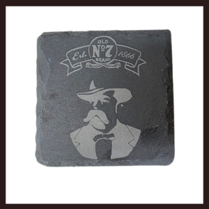 Custom Engraved Slate Stone Coasters | Laser Etched Logo/Text | Set of 4 (Gift-Ready)