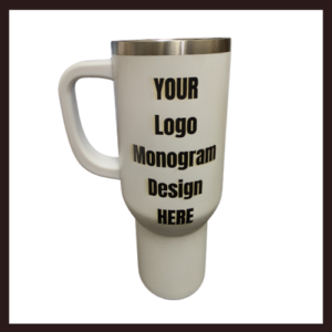 Custom Laser Engraved Travel Mug with Handle (Logo, Monogram, Name)